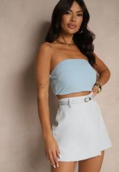 Niebieskie Spódnico-Szorty z Dodatkowym Paskiem i Gumką w Talii Folamira. Niebieskie szorty damskie Renee, l, bez wzorów, eleganckie. Za 74.99 zł.