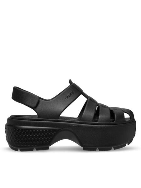 Crocs Sandały Stomp Fisherman Sandal 209938 Czarny. Czarne sandały damskie Crocs, bez wzorów, z tworzywa sztucznego, bez obcasa, na płaskiej podeszwie, bez zapięcia. Za 199.99 zł.