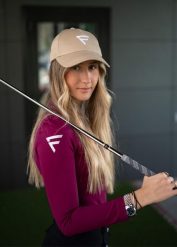 Languagepl Czapka golfowa Merino – Regulowana, oddychająca, lekka, ochrona UV. Brązowe czapki i kapelusze damskie FLAIRWAY GOLF, bez wzorów, z bawełny. Za 106.00 zł.