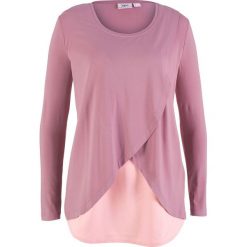 Shirt z okrągłym dekoltem i wstawką bonprix jasnoróżowy. Bluzki damskie bonprix. Za 59.99 zł.