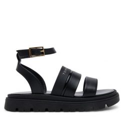 Sandały Tommy Hilfiger. Czarne sandały dziewczęce Tommy Hilfiger, bez zapięcia. Za 259.99 zł.