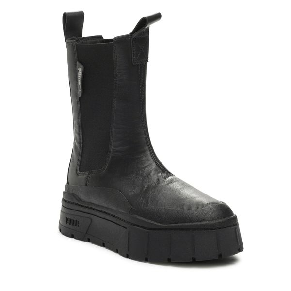Botki Puma. Czarne botki damskie Puma, bez obcasa, na płaskiej podeszwie, bez zapięcia. Za 449.99 zł.
