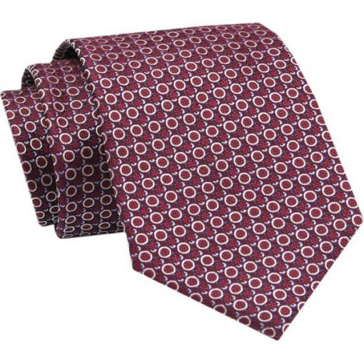 Elegancki, Klasyczny, Męski Krawat -ALTIES - Czerwony w Geometryczny Wzór. Czerwone krawaty i muchy Alties, bez wzorów, z tkaniny, eleganckie. Za 49.00 zł.