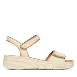 Sandały Josef Seibel. Białe sandały damskie Josef Seibel, bez wzorów, bez obcasa, na koturnie, bez zapięcia. Za 399.99 zł.