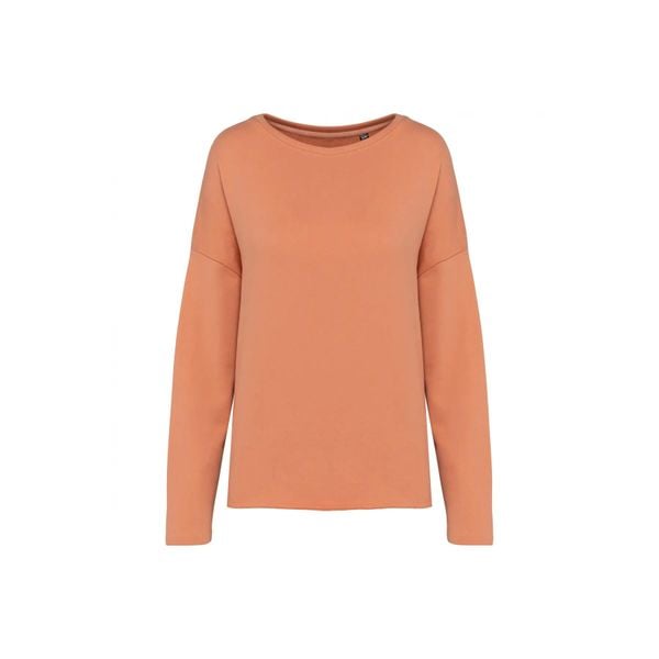Bluza damska Kariban Loose. Brązowe bluzy damskie KARIBAN, l, bez wzorów, z bawełny, bez kaptura. Za 147.00 zł.