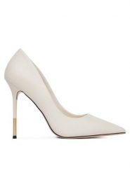 Eva Minge Czółenka THYME-LT934-35 Biały. Białe szpilki damskie Eva Minge, bez wzorów, ze skóry, bez obcasa, bez zapięcia. Za 479.99 zł.