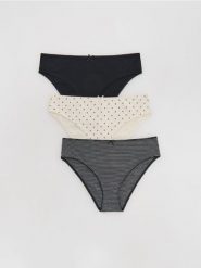 Bawełniane majtki typu bikini 3 pack - czarny. Czarne bikini damskie Reserved, l, bez wzorów. Za 49.99 zł.