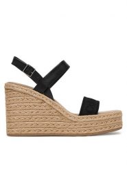 Calvin Klein Espadryle Wedge Espad 70 Webbing Lth HW0HW02901 Czarny. Czarne sandały damskie Calvin Klein, bez wzorów, ze skóry, bez obcasa, bez zapięcia. Za 529.99 zł.