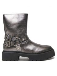 Steve Madden Botki Zwart SM11003405 Szary. Szare botki damskie Steve Madden, ze skóry, bez obcasa, na płaskiej podeszwie, bez zapięcia. Za 659.99 zł.