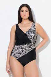 Damskie Kostium kąpielowy drapowanie miękkie miseczki. Czarne kostiumy jednoczęściowe damskie Ulla Popken, plus size, bez wzorów, z elastanu, plus size, do pływania. Za 279.99 zł.