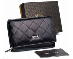 Portfel skórzany Rovicky [DH] R-RD-02-GCL-Q czarny. Czarne portfele damskie ROVICKY, bez wzorów, ze skóry. Za 84.00 zł.