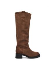 Steve Madden Kozaki Banner SM11003092 Brązowy. Brązowe kozaki damskie Steve Madden, ze skóry, bez obcasa, na płaskiej podeszwie. Za 859.99 zł.