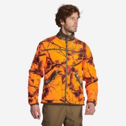 Kurtka Solognac ocieplana dwustronna camo treemetic/treemetic fluo. Brązowe kurtki męskie SOLOGNAC, xl, bez wzorów, z materiału, trekkingowe. Za 179.99 zł.