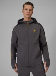 4F Bluza dresowa regular z kapturem męska - szara XXL. Szare bluzy męskie 4f, m, bez wzorów, z dresówki, z kapturem. Za 199.99 zł.
