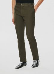 PAKO LORENTE – Gładkie spodnie męskie w kolorze zielonym. Zielone spodnie materiałowe męskie Pako Lorente, l, bez wzorów, z bawełny, casualowe. Za 99.99 zł.