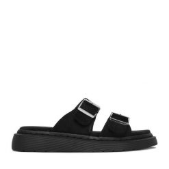 Klapki DeeZee. Czarne klapki damskie DeeZee, bez wzorów, bez obcasa. Za 139.99 zł.