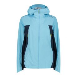 Damska kurtka z kapturem CMP. Niebieskie kurtki damskie CMP, bez wzorów, z kapturem, trekkingowe. Za 288.69 zł.