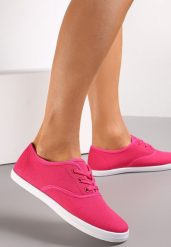 Fuksjowe Sznurowane Tenisówki Przed Kostkę Jennessa. Czerwone trampki i tenisówki damskie Renee, bez wzorów, z jeansu, eleganckie, przed kostkę, bez zapięcia. Za 39.99 zł.
