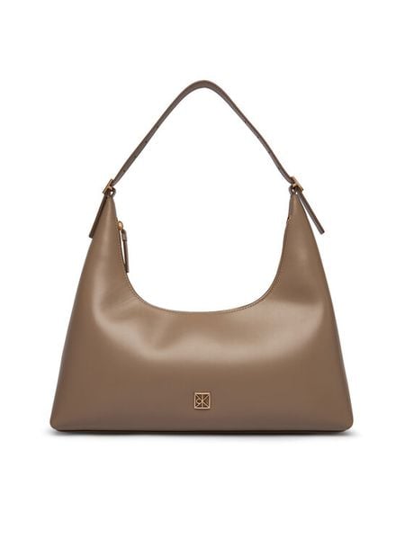 Calvin Klein Torebka Emblem Hw Lthr Shoulder Bag LV04F3262G Beżowy. Brązowe torebki do ręki damskie Calvin Klein, bez wzorów, ze skóry, bez dodatków. Za 949.99 zł.