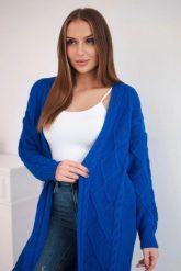 Sweter Kardigan z warkoczowym splotem chabrowy. Niebieskie kardigany damskie KESI, l, bez wzorów, z wełny, biznesowe, bez kołnierzyka, plus size, bez ramiączek, bez kaptura. Za 178.78 zł.