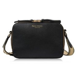 Torebka damska skórzana listonoszka na ramię modna czarna Paolo Peruzzi KV-03-BL. Czarne torby na ramię damskie bez wzorów, z materiału, biznesowe, małe, bez dodatków. Za 229.00 zł.