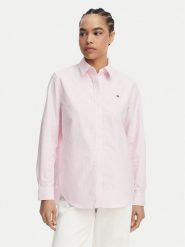 Tommy Hilfiger Koszula Fit Flag Embroidery Oxford WW0WW46111 Różowy Regular Fit. Czerwone bluzki damskie Tommy Hilfiger, bez wzorów, z bawełny, bez kołnierzyka, bez ramiączek. Za 439.99 zł.