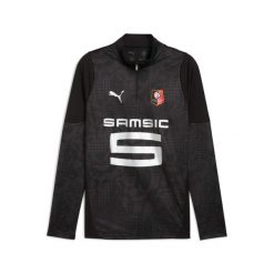 Bluzka treningowa 1/4 zamek Stade Rennais 2025/26. Czarne koszulki sportowe męskie Puma, bez wzorów, bez kołnierzyka, bez ramiączek, do piłki nożnej. Za 317.00 zł.