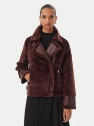 Rinascimento Futro CFC0127145003 Brązowy ciemny Regular Fit. Brązowe płaszcze damskie Rinascimento, l, bez wzorów, z futra, bez kaptura. Za 869.99 zł.