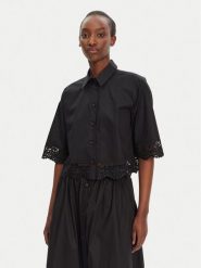 TWINSET Koszula 251TT2093 Czarny Loose Fit. Czarne bluzki damskie Twinset, bez wzorów, z bawełny, bez kołnierzyka, bez ramiączek. Za 569.99 zł.