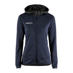 Damska kurtka dresowa z pełnym zamkiem błyskawicznym Craft Extend. Niebieskie kurtki damskie Craft, l, bez wzorów, z dresówki, bez kaptura, do biegania. Za 328.35 zł.