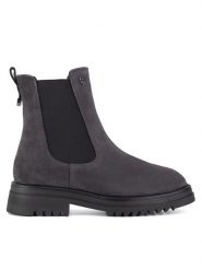 MEXX Sztyblety MX/004C-WB Szary. Szare botki damskie Mexx, ze skóry, bez obcasa, na płaskiej podeszwie, bez zapięcia. Za 349.99 zł.