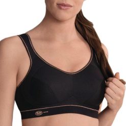 Stanik do biegania Extreme control z wysoki poziomem podtrzymywania. Czarne obuwie sportowe damskie ANITA ACTIVE, bez wzorów, z bawełny, do biegania. Za 338.00 zł.