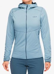 Bluza z kapturem damska Rab Evolute Hoody. Niebieskie bluzy damskie RAB, l, bez wzorów, z materiału, z kapturem. Za 571.99 zł.