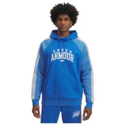 Bluza Męska Z Kapturem Under Armour Logo Colorblock Hoodie. Niebieskie bluzy sportowe męskie Under Armour, m, bez wzorów, z kapturem, na fitness i siłownię. Za 191.99 zł.