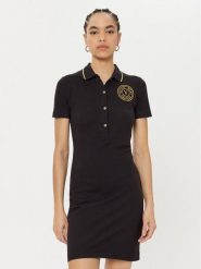 Versace Jeans Couture Sukienka codzienna 78HAOT01 Czarny Regular Fit. Czarne sukienki damskie Versace Jeans Couture, na co dzień, m, bez wzorów, z bawełny, bez kołnierzyka, bez ramiączek, proste. Za 439.99 zł.