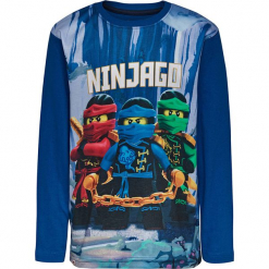 Koszulka w kolorze niebieskim. Niebieskie t-shirty dla chłopców marki Lego Wear Fashion, z nadrukiem, z bawełny, z długim rękawem. W wyprzedaży za 42.95 zł.