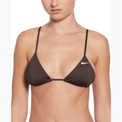 Góra od stroju pływackiego Nike Essential Triangle Bikini. Brązowe bikini damskie Nike, m, bez wzorów. Za 79.99 zł.