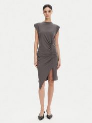 PINKO Sukienka codzienna 104614 A2HE Szary Regular Fit. Szare sukienki damskie Pinko, na co dzień, s, bez wzorów, z bawełny, bez kołnierzyka, bez ramiączek, proste. Za 419.99 zł.