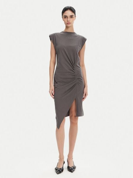 PINKO Sukienka codzienna 104614 A2HE Szary Regular Fit. Szare sukienki damskie Pinko, na co dzień, s, bez wzorów, z bawełny, bez kołnierzyka, bez ramiączek, proste. Za 419.99 zł.