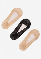Czarno-Beżowe Koronkowe Skarpety Typu Balerinki 3-Pack Tilisea. Czarne baleriny damskie Renee, bez wzorów, z koronki, klasyczne, bez obcasa. Za 11.99 zł.
