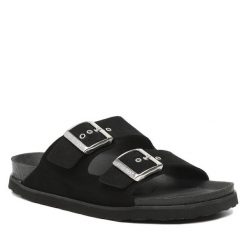 Klapki Genuins. Czarne klapki damskie Genuins, bez wzorów, bez obcasa. Za 189.99 zł.