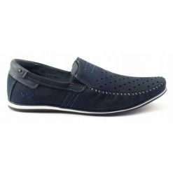 KOMODO Buty męskie mokasyny 876 lato granatowe niebieskie. Niebieskie mokasyny męskie na lato, z gumy. Za 377.80 zł.