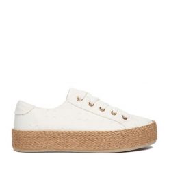 Espadryle JENNY. Białe espadryle damskie Jenny, bez wzorów, bez obcasa, bez zapięcia. Za 99.99 zł.