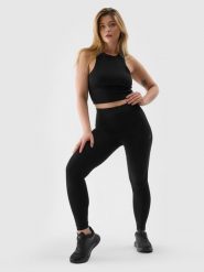4F Legginsy dzianinowe damskie - czarne XS. Czarne legginsy damskie 4f, s, bez wzorów, z bawełny, z obniżonym stanem, długie. W wyprzedaży za 39.99 zł.