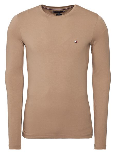 Tommy Hilfiger Longsleeve MW0MW10804 Beżowy Slim Fit. Brązowe bluzki z długim rękawem męskie Tommy Hilfiger, m, bez wzorów, z bawełny, bez kołnierzyka. Za 209.99 zł.