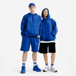 Bluza z kapturem unisex Elementals. Niebieskie bluzy męskie Decathlon, l, bez wzorów, z bawełny, z kapturem. Za 169.99 zł.