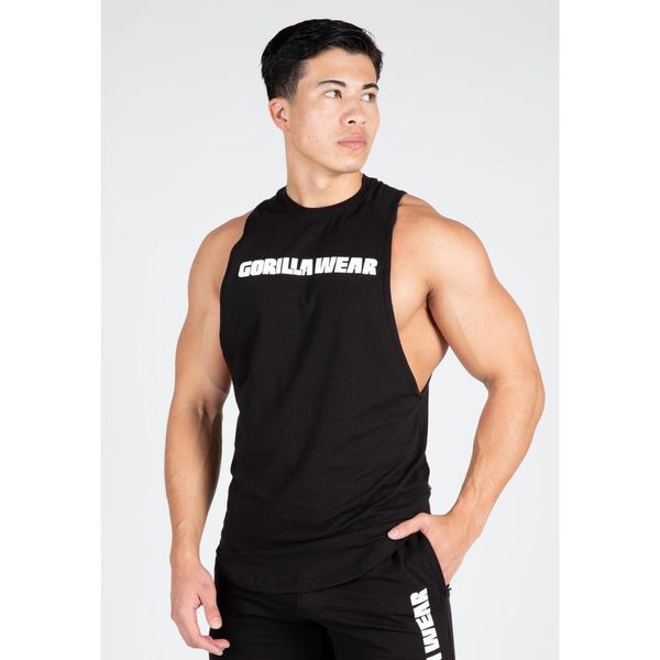 Tank top fitness męski Milo Drop Armhole. Czarne t-shirty męskie GORILLA WEAR, m, bez wzorów, sportowe, bez kołnierzyka. Za 184.50 zł.