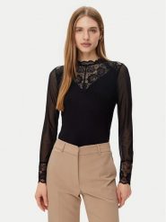 Morgan Bluzka 251-TIAMO Czarny Slim Fit. Czarne bluzki damskie Morgan, l, bez wzorów, z wiskozy, bez kołnierzyka, bez ramiączek. Za 129.99 zł.