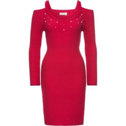 Sukienka z aplikacją z perełek bonprix czerwony. Czerwone bez kategorii marki bonprix, na zimę, z aplikacjami, z dzianiny, eleganckie. Za 59.99 zł.