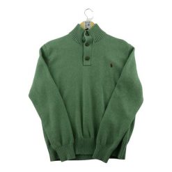 Second life - Sweter męski Pull col montant 3 boutons - Jak nowy. Zielone swetry przez głowę męskie Ralph Lauren, m, bez wzorów, bez kołnierzyka. Za 234.96 zł.